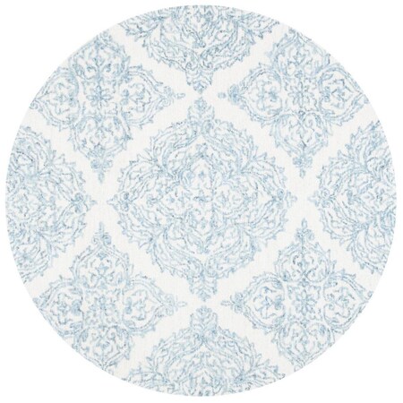 Safavieh 8 x 8 ft. Abstract Bohemian Round Hand Tufted Rug; Ivory & Blue ABT346M-8R